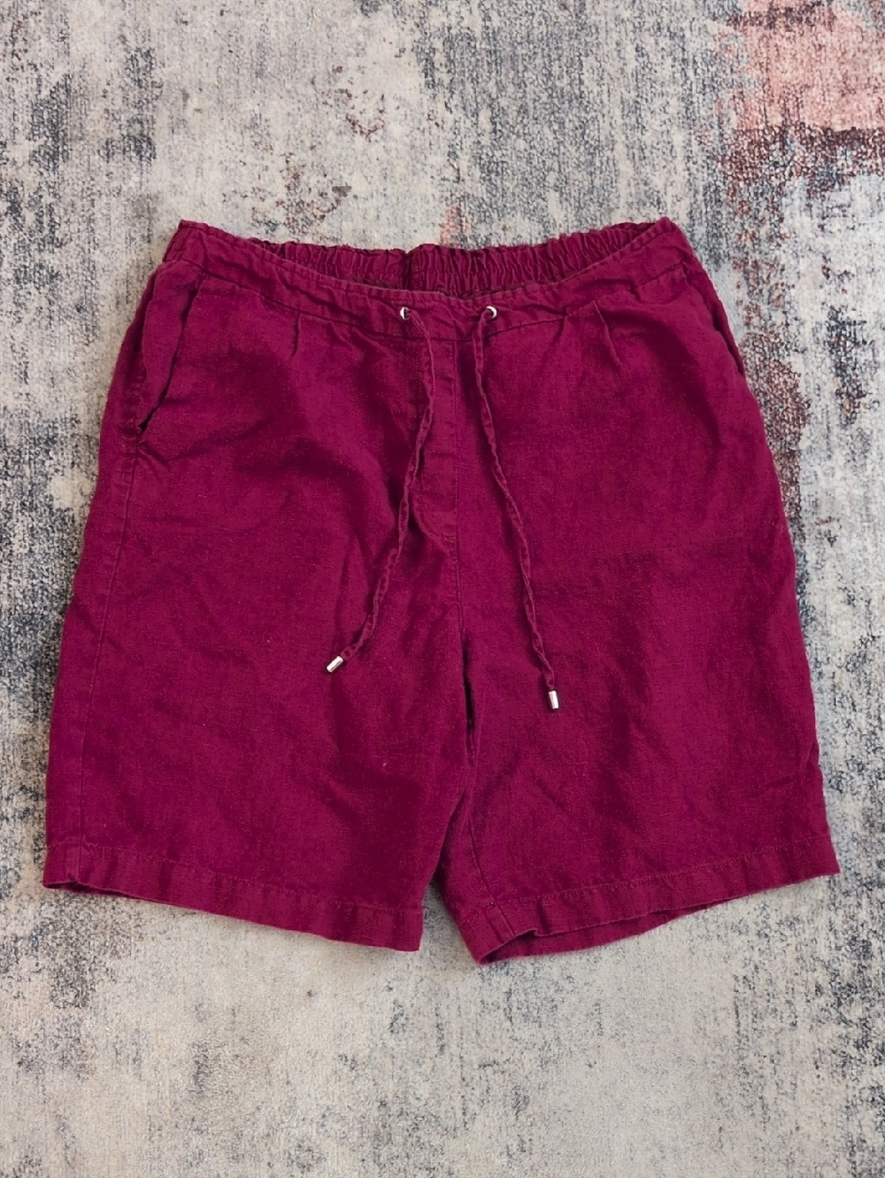 Chico's Women's Drawstring Burgundy Shorts sz 14 Linen lightweight